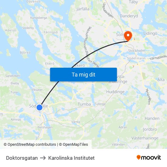 Doktorsgatan to Karolinska Institutet map