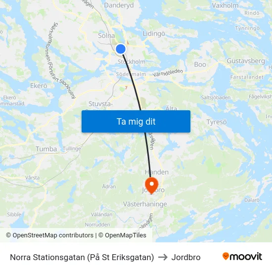 Norra Stationsgatan (På St Eriksgatan) to Jordbro map