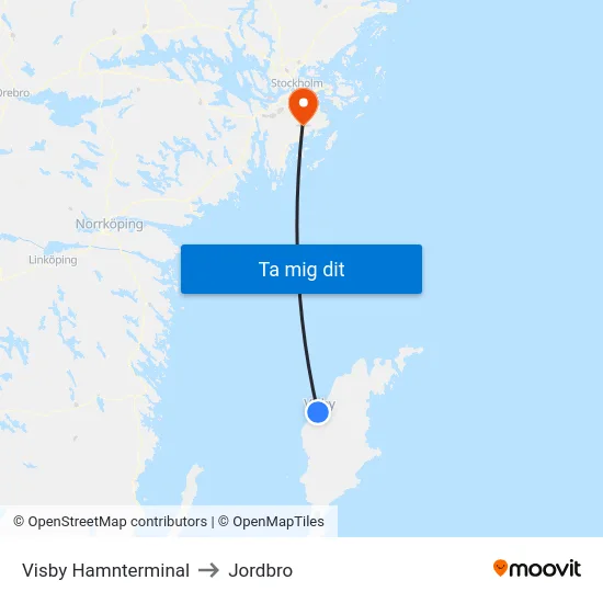 Visby Hamnterminal to Jordbro map