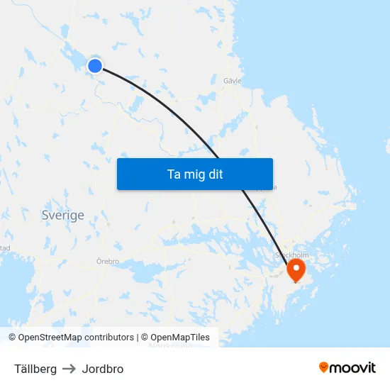 Tällberg to Jordbro map