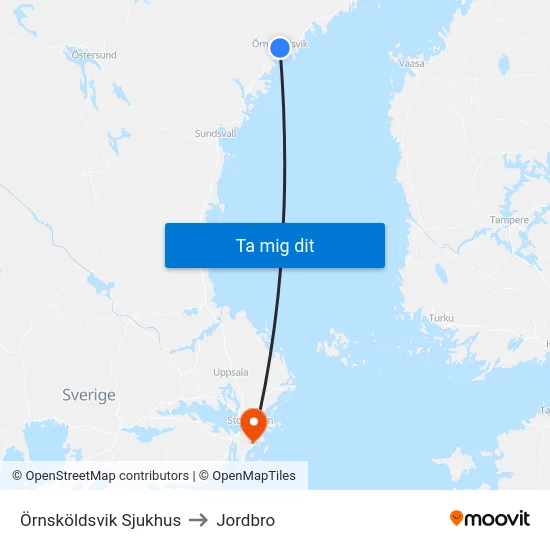 Örnsköldsvik Sjukhus to Jordbro map