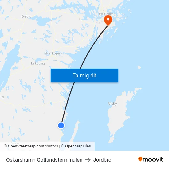 Oskarshamn Gotlandsterminalen to Jordbro map