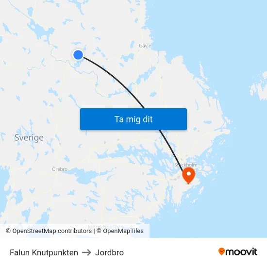 Falun Knutpunkten to Jordbro map