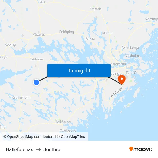 Hälleforsnäs to Jordbro map