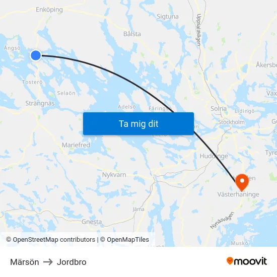 Märsön to Jordbro map