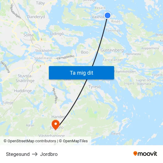 Stegesund to Jordbro map
