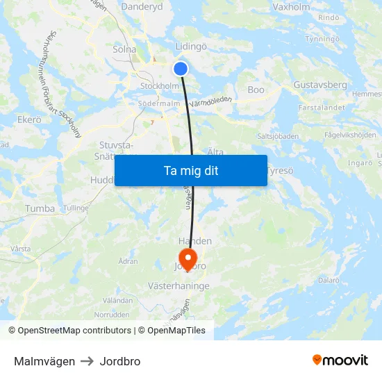 Malmvägen to Jordbro map