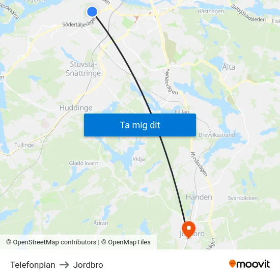 Telefonplan to Jordbro map