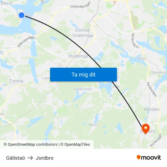 Gällstaö to Jordbro map