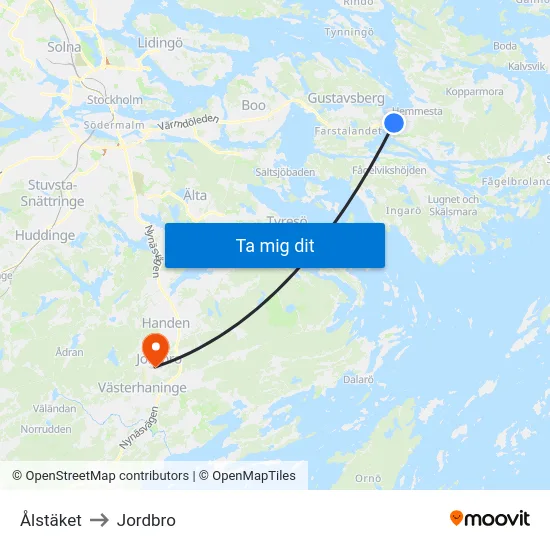 Ålstäket to Jordbro map