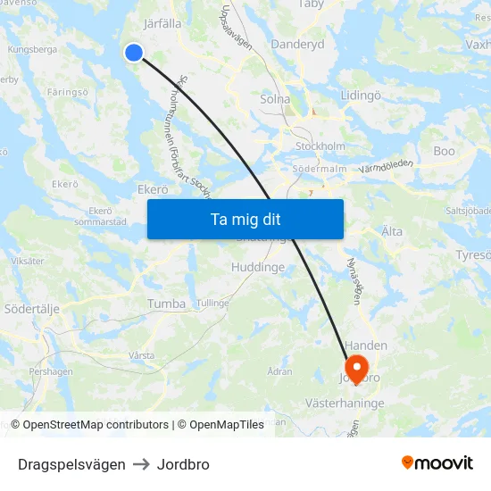 Dragspelsvägen to Jordbro map