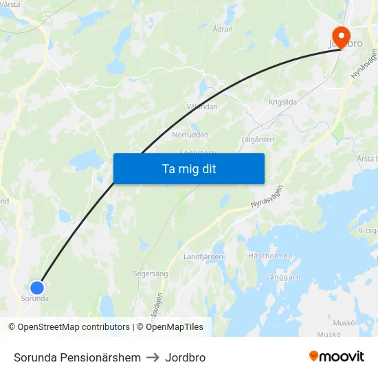 Sorunda Pensionärshem to Jordbro map