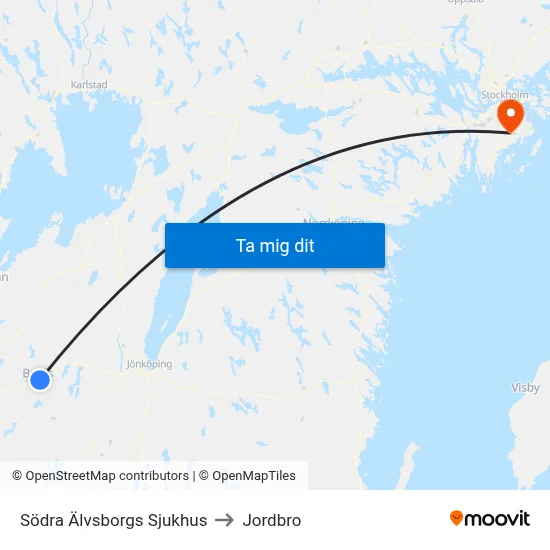 Södra Älvsborgs Sjukhus to Jordbro map