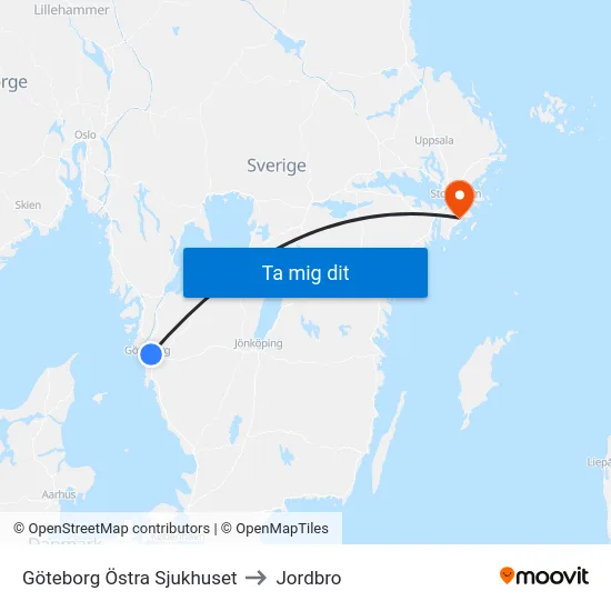 Göteborg Östra Sjukhuset to Jordbro map