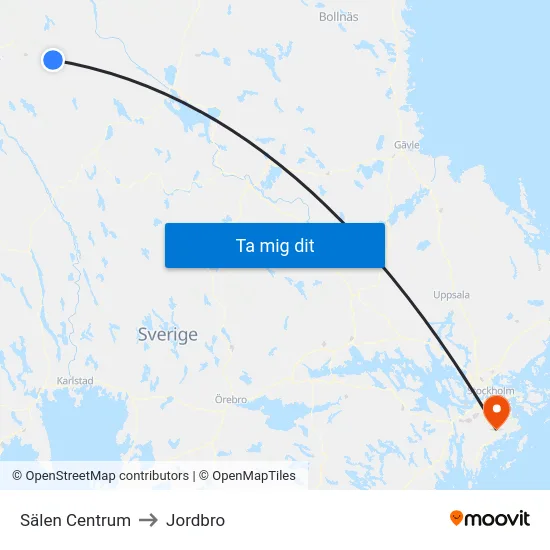 Sälen Centrum to Jordbro map