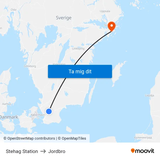 Stehag Station to Jordbro map