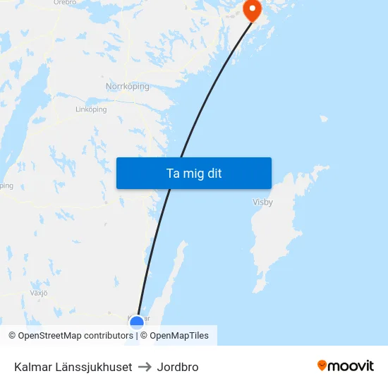 Kalmar Länssjukhuset to Jordbro map