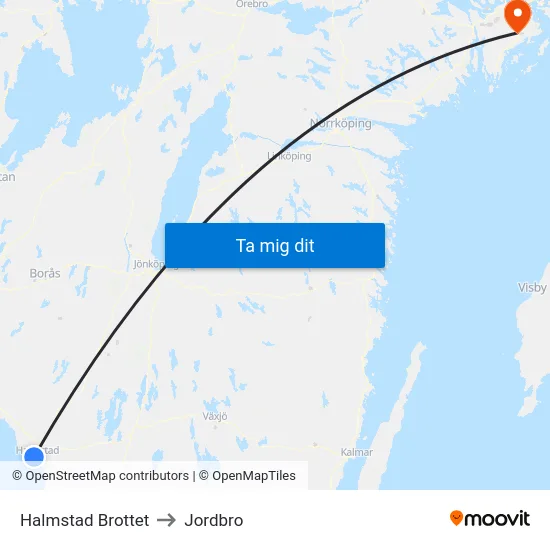 Halmstad Brottet to Jordbro map