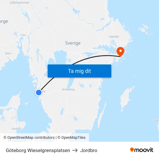 Göteborg Wieselgrensplatsen to Jordbro map