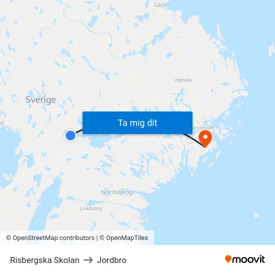 Risbergska Skolan to Jordbro map