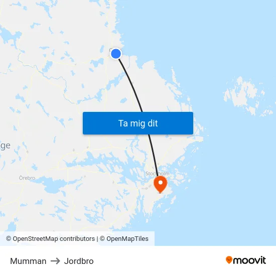 Mumman to Jordbro map