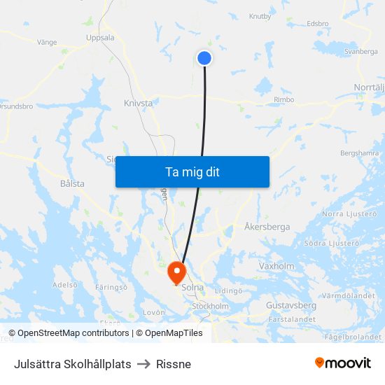 Julsättra Skolhållplats to Rissne map