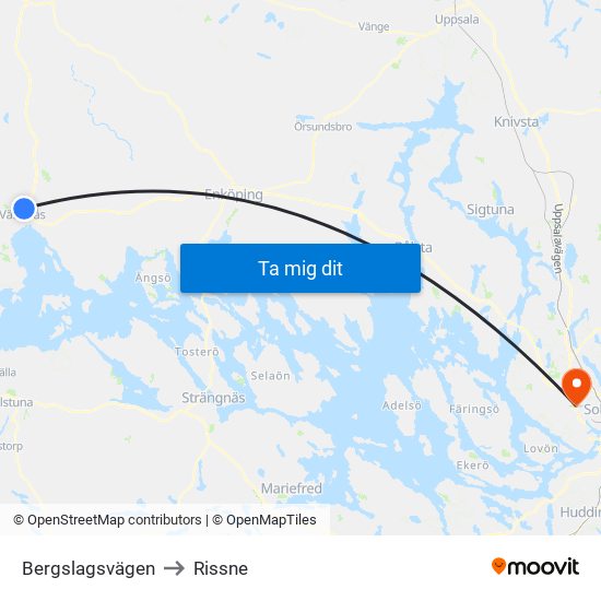 Bergslagsvägen to Rissne map