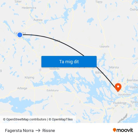 Fagersta Norra to Rissne map