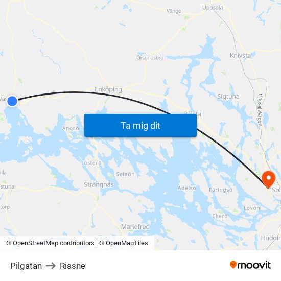 Pilgatan to Rissne map