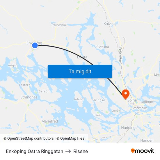 Enköping Östra Ringgatan to Rissne map