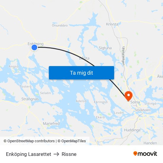 Enköping Lasarettet to Rissne map