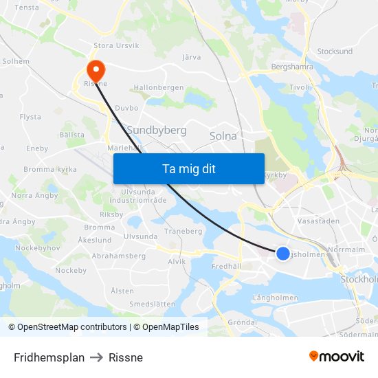 Fridhemsplan to Rissne map