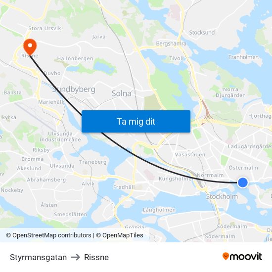 Styrmansgatan to Rissne map