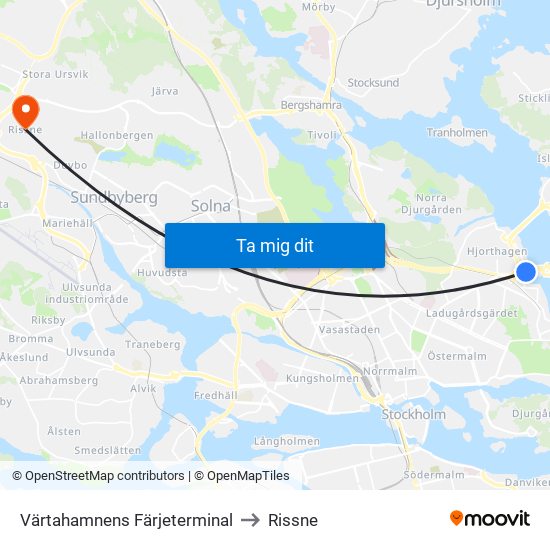 Värtahamnens Färjeterminal to Rissne map