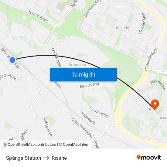 Spånga Station to Rissne map