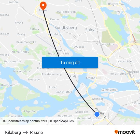 Kilaberg to Rissne map