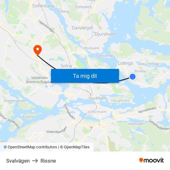 Svalvägen to Rissne map