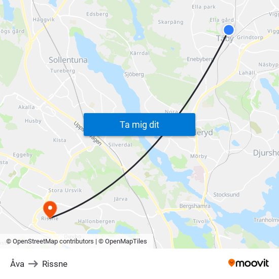 Åva to Rissne map
