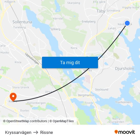 Kryssarvägen to Rissne map