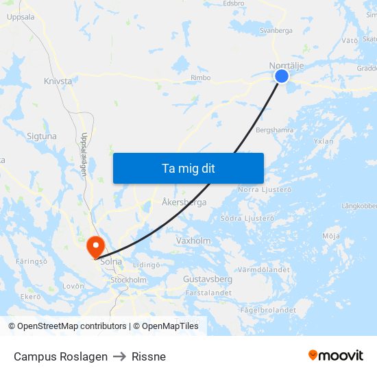 Campus Roslagen to Rissne map