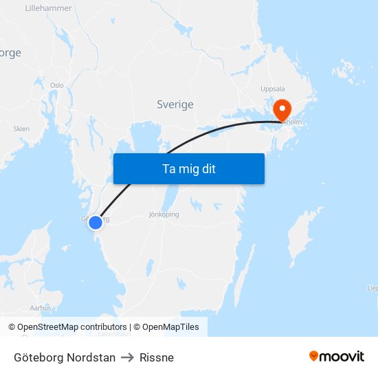 Göteborg Nordstan to Rissne map