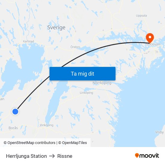 Herrljunga Station to Rissne map