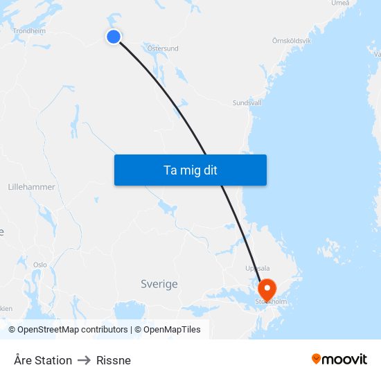 Åre Station to Rissne map