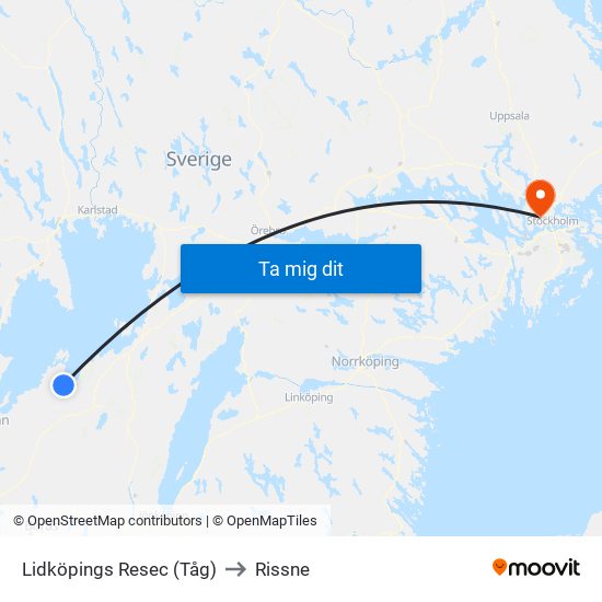 Lidköpings Resec (Tåg) to Rissne map