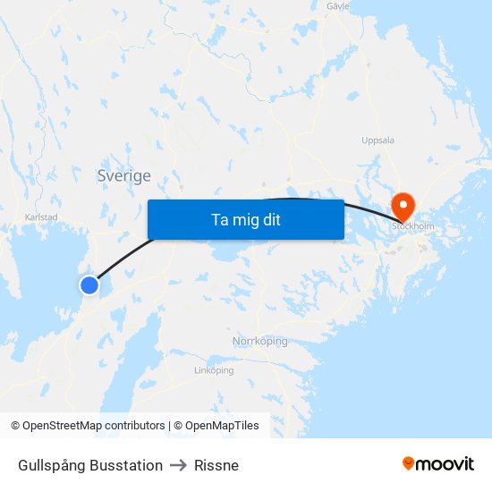 Gullspång Busstation to Rissne map