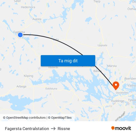 Fagersta Centralstation to Rissne map