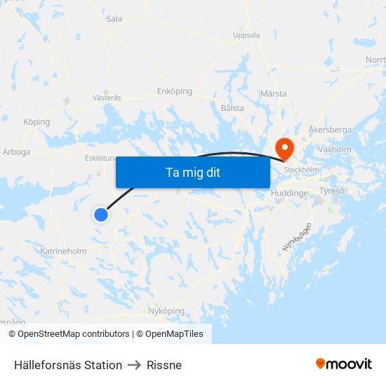 Hälleforsnäs Station to Rissne map