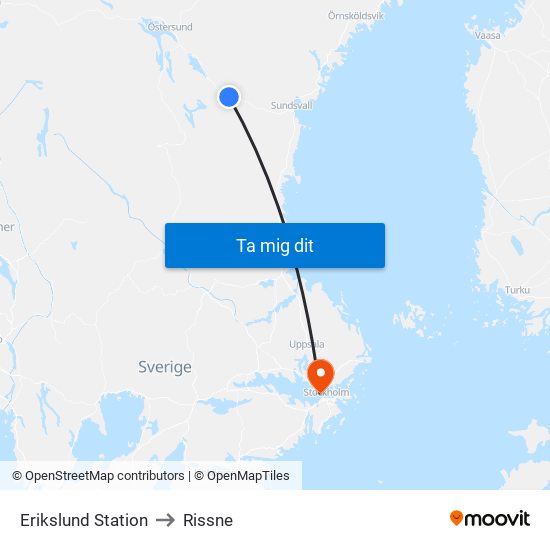 Erikslund Station to Rissne map