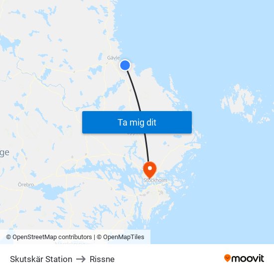 Skutskär Station to Rissne map