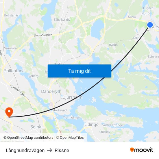 Långhundravägen to Rissne map